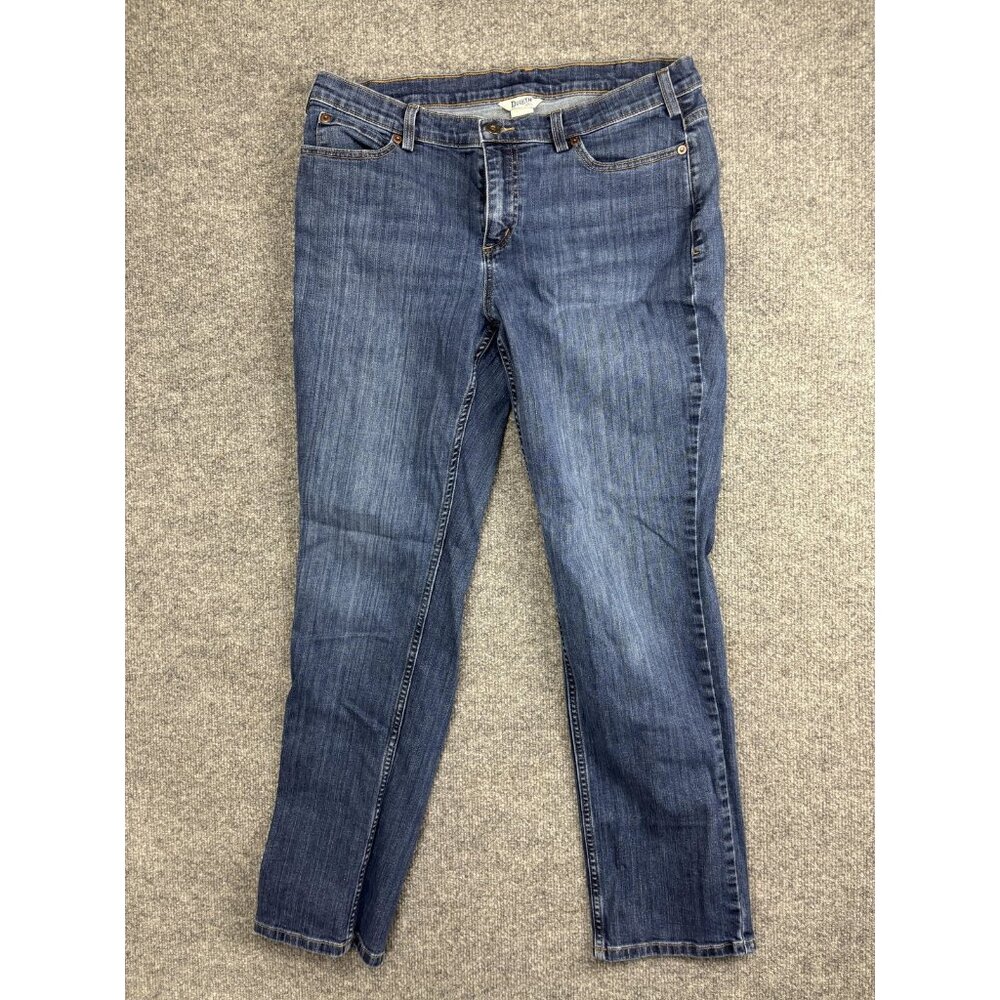 Duluth Trading Co Straight Jeans Womens 12 Blue Med Wash Mid Rise Stretch 12x31